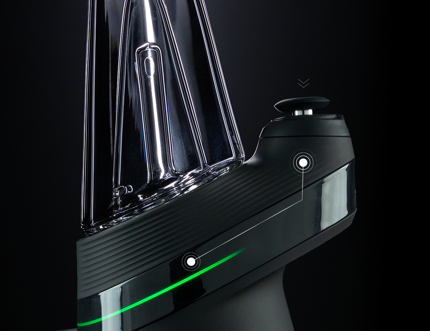 Puffco Peak im Dunkeln mit leuchtendem LED-Ring