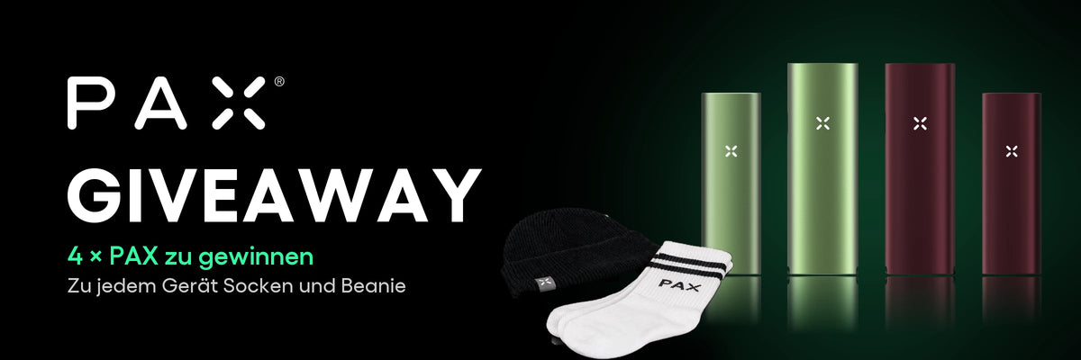PAX Giveaway: PAX Mini 2 und PAX FOUR in Greenstone und Oxblood, dazu PAX-Socken und PAX-Beanie